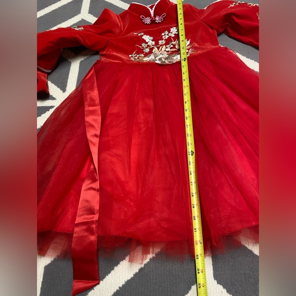 Elegant Red Floral Kids Costume - Picture 2 of 9